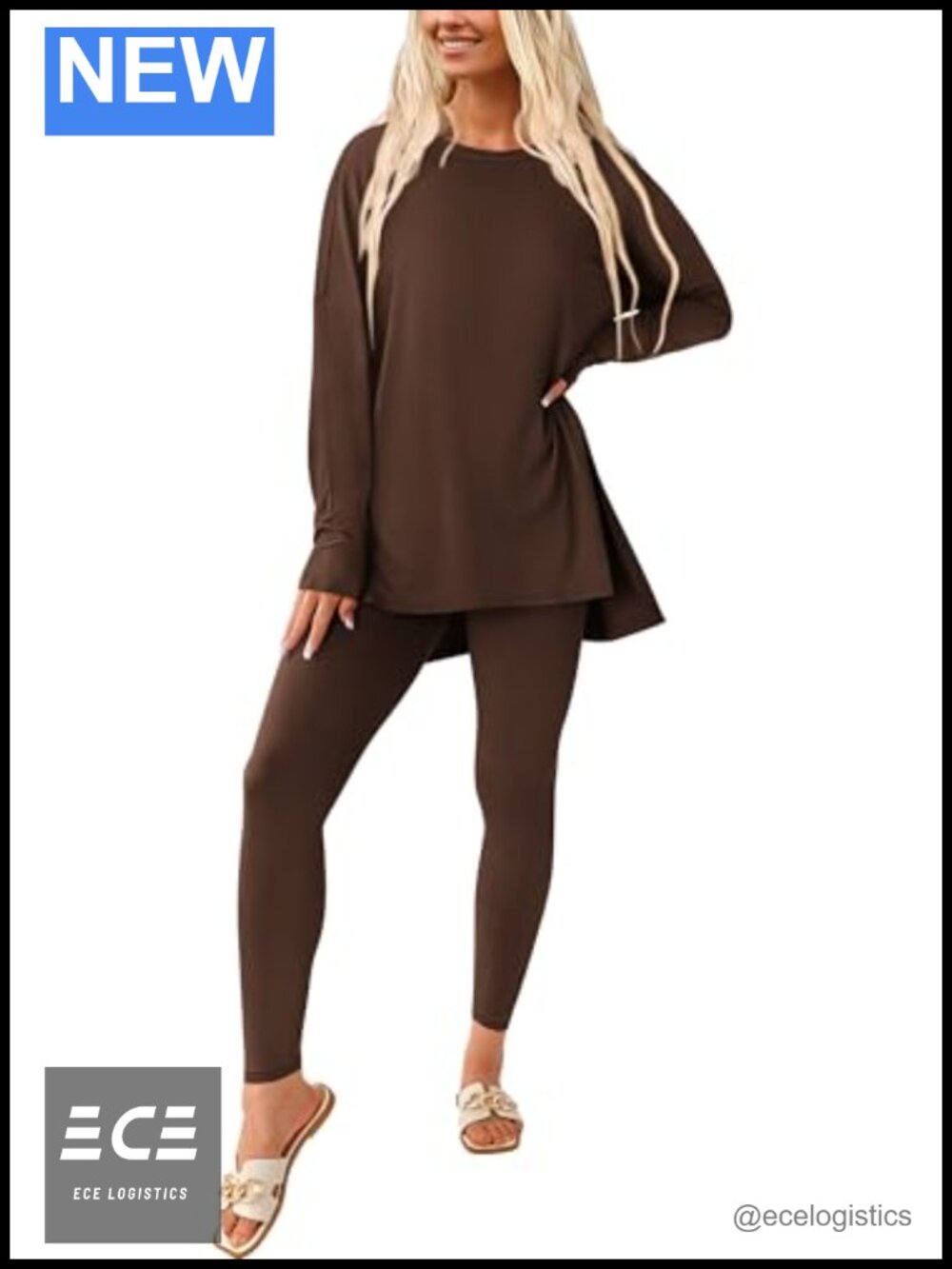 2 Piece Lounge Set Long Sleeve Tunic Top Leggings Women's Soft Stretchy